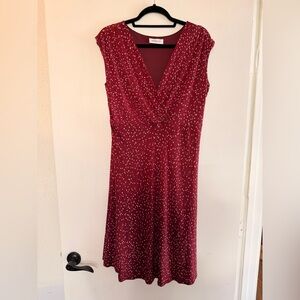 Gilli Burgundy Sleeveless Printed Wrap Midi Dress